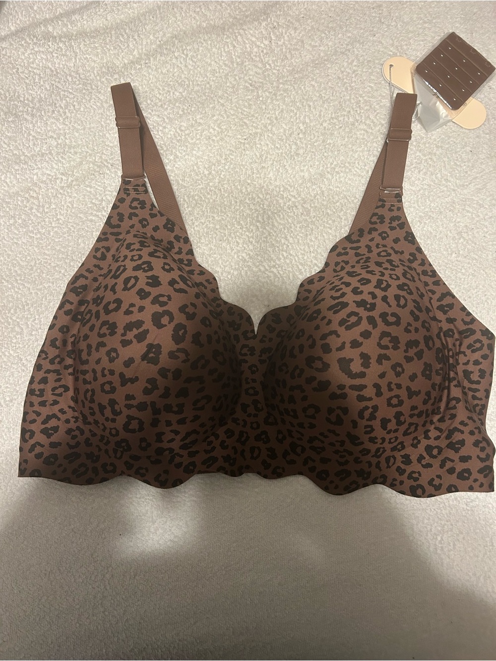 Wireless Leopard-Print Bra in Brown